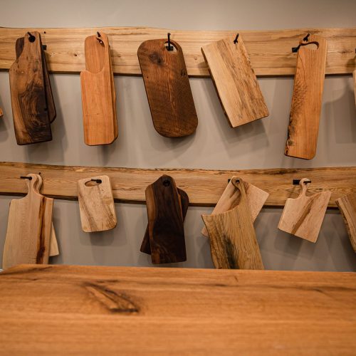 Wall of cutting boards